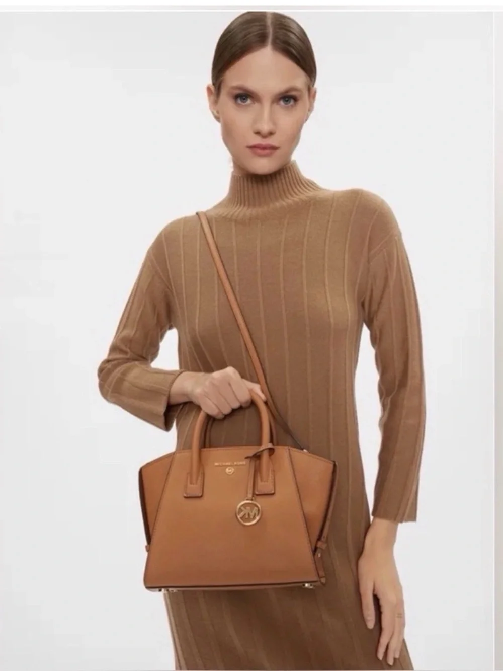 Michael Kors Brown Leather Satchel with Gold Hardware - Picture 5 of 9